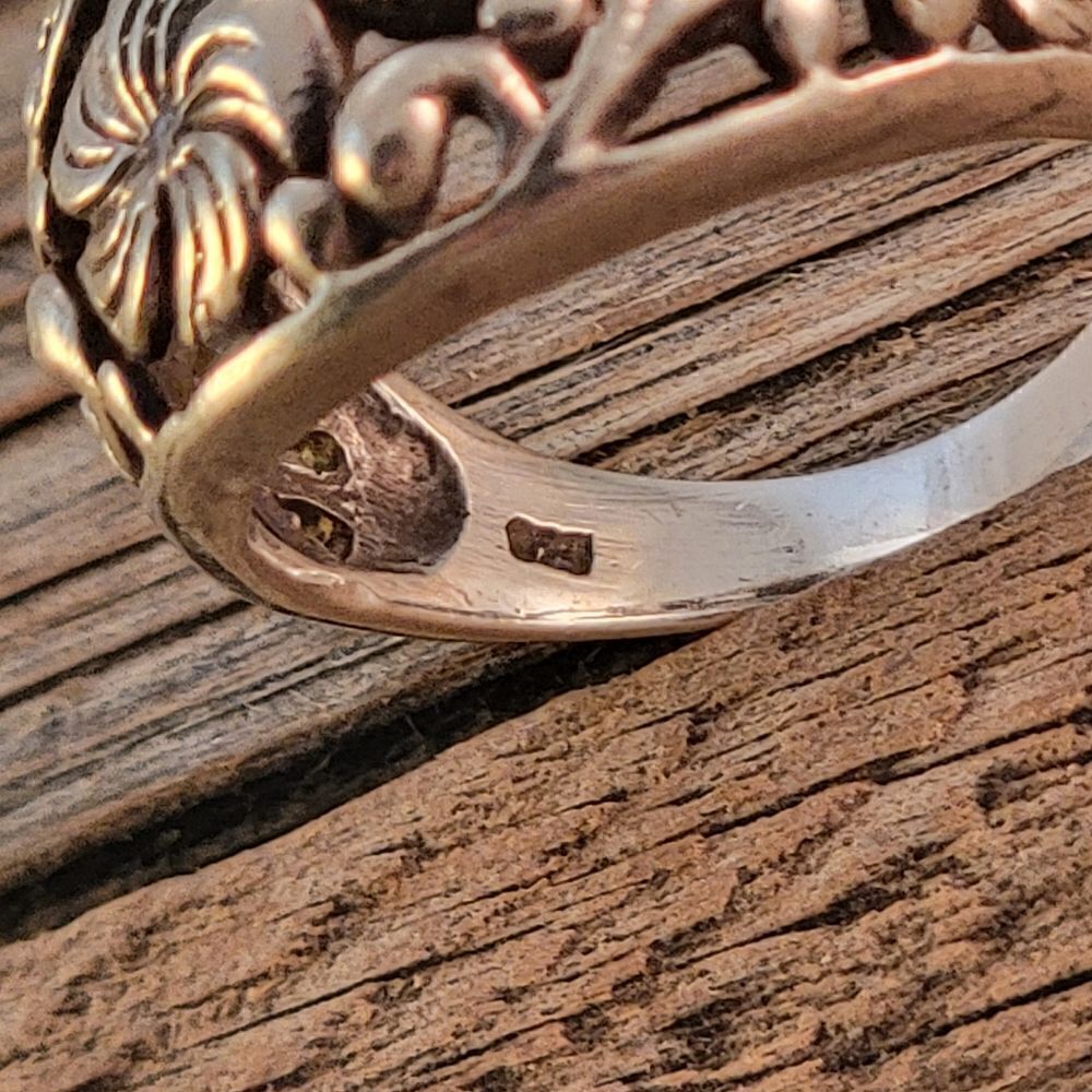 Sterling Open Flourish Flower Openwork Ring - Picture 2 of 9